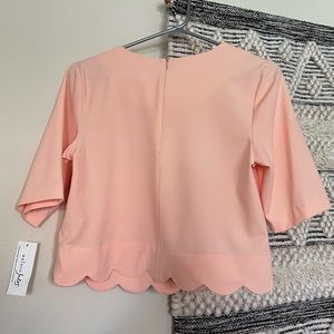NWT light pink cropped blouse with scalloped detail